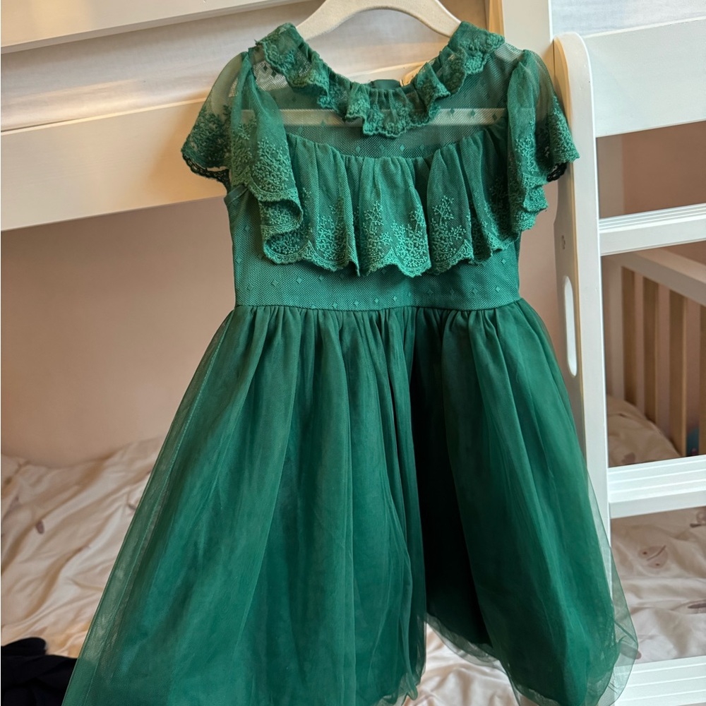 Trish Scully Emerald Green Ruffled Dress